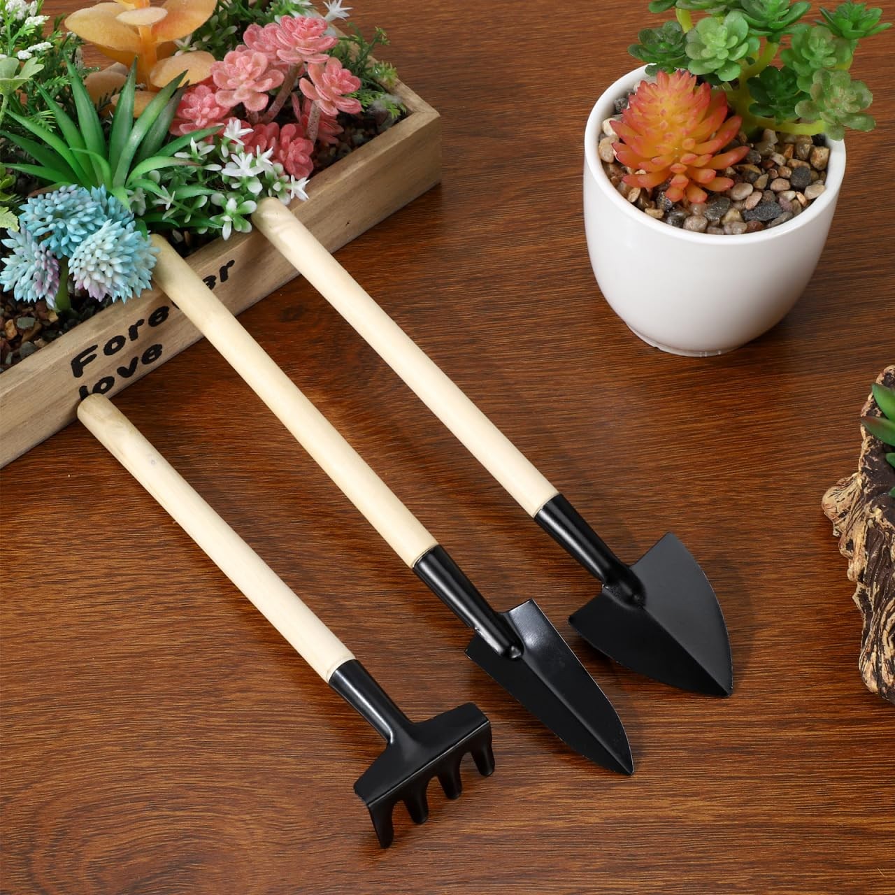 8 Sets Mini Gardening Tools with Metal Rake Trowel and Shovel – Succulent Pot…
