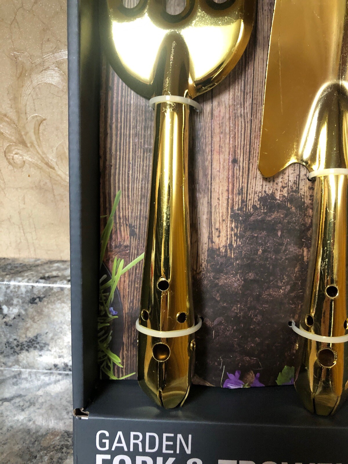 Kikkerland Gold Garden Fork & Trowel