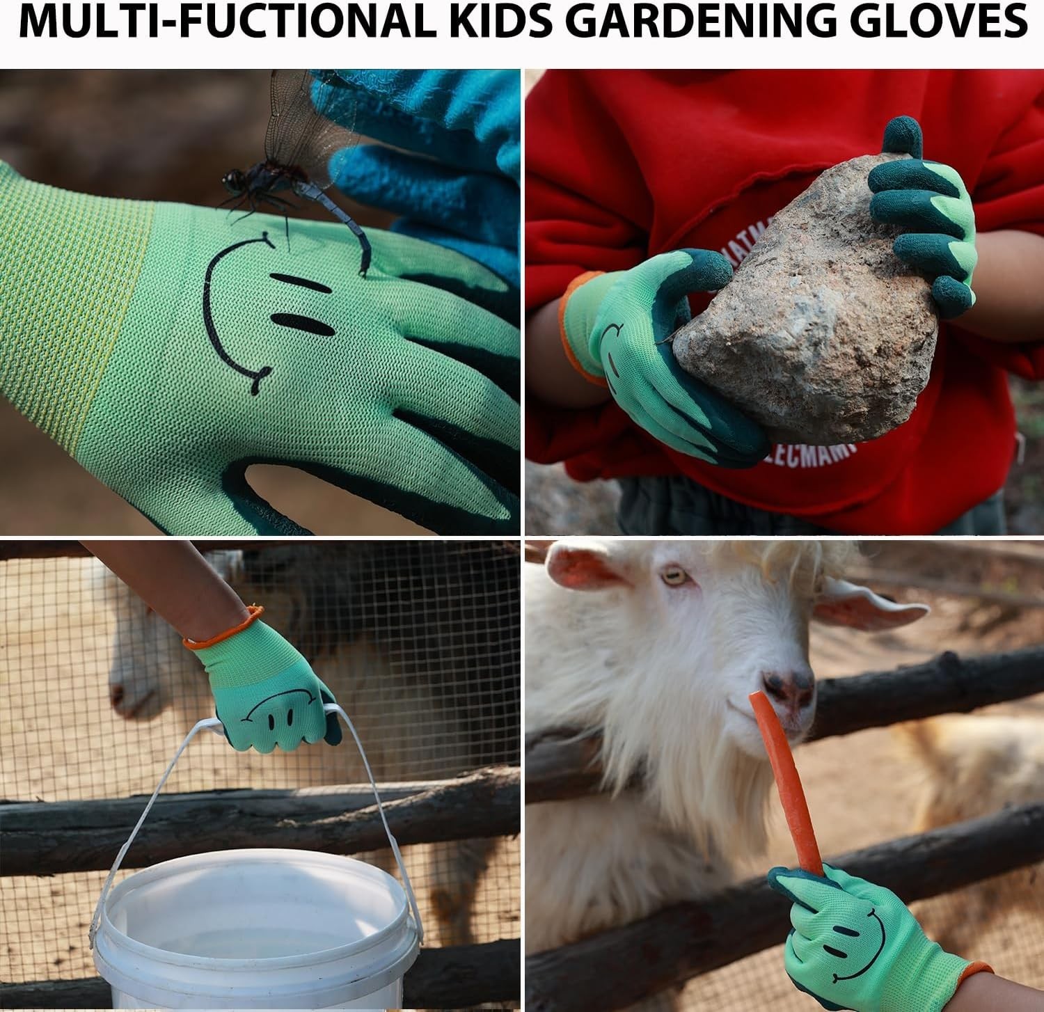 2 Pairs Toddlers Gardening Gloves, Kids Sized Garden Glove for Yard Work, Non…