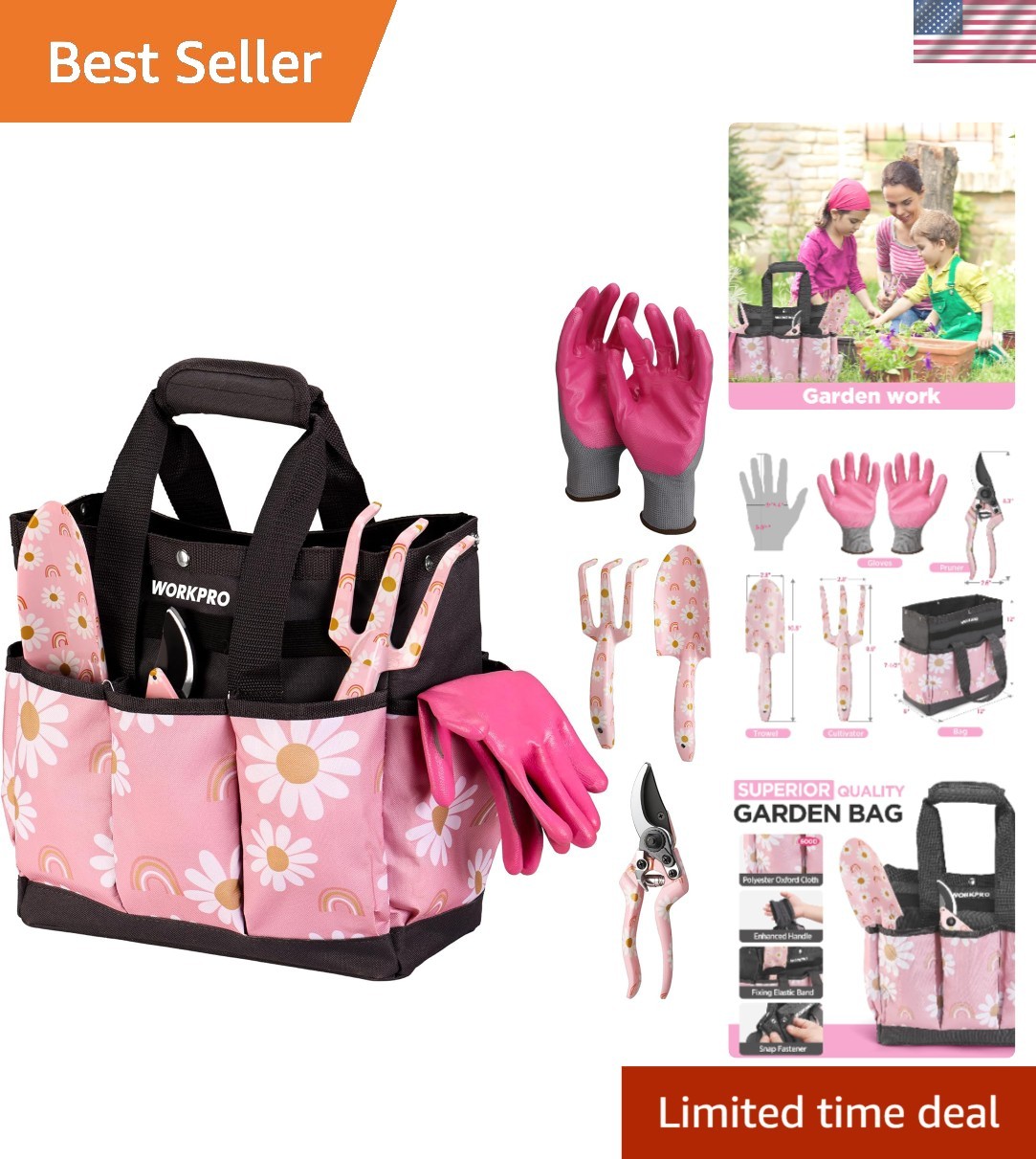 Chic Pink 5PCS Garden Tool Set with Flower Patterns – Ideal Gifts for Women