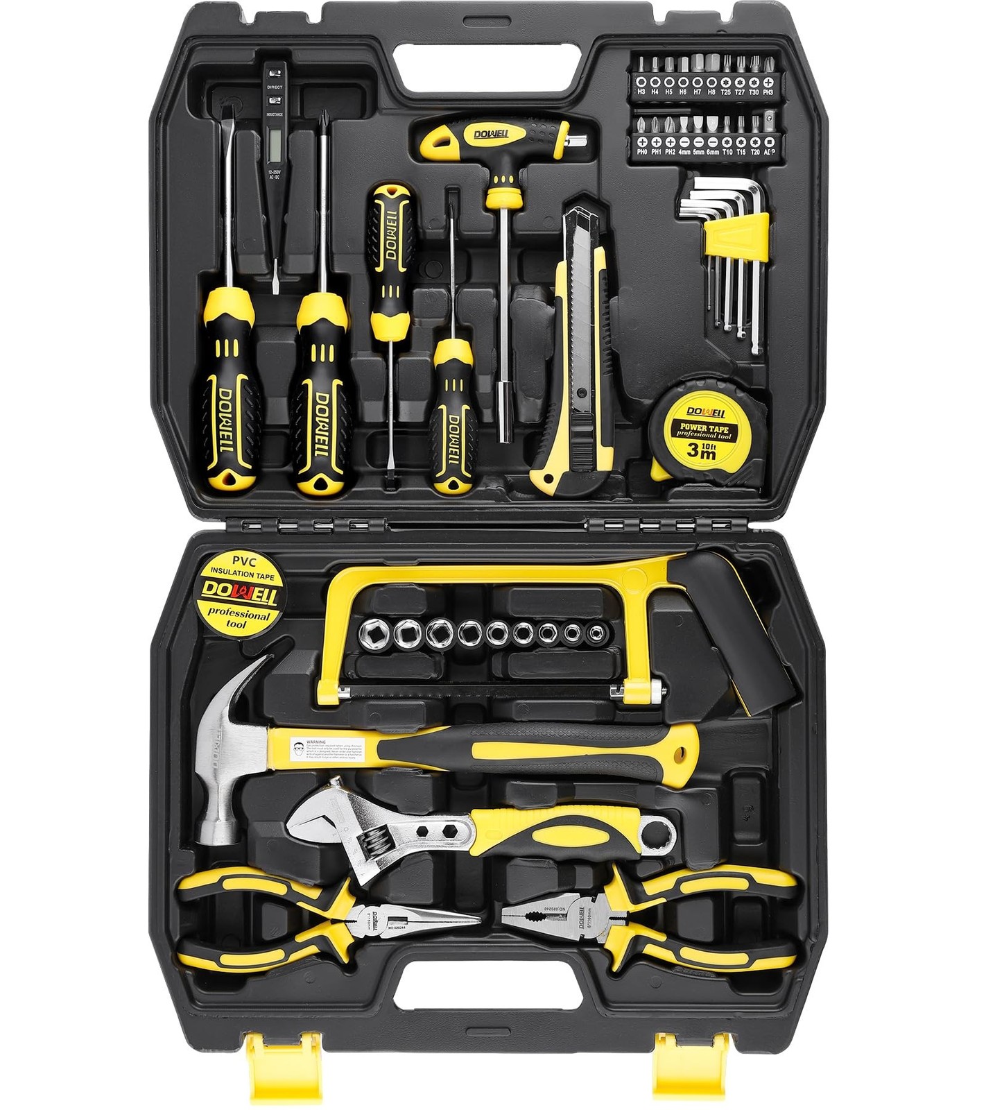 DOWELL Tool Set 49-Piece Home Repair Hand Tool Kit with Plastic Tool Box Stor…