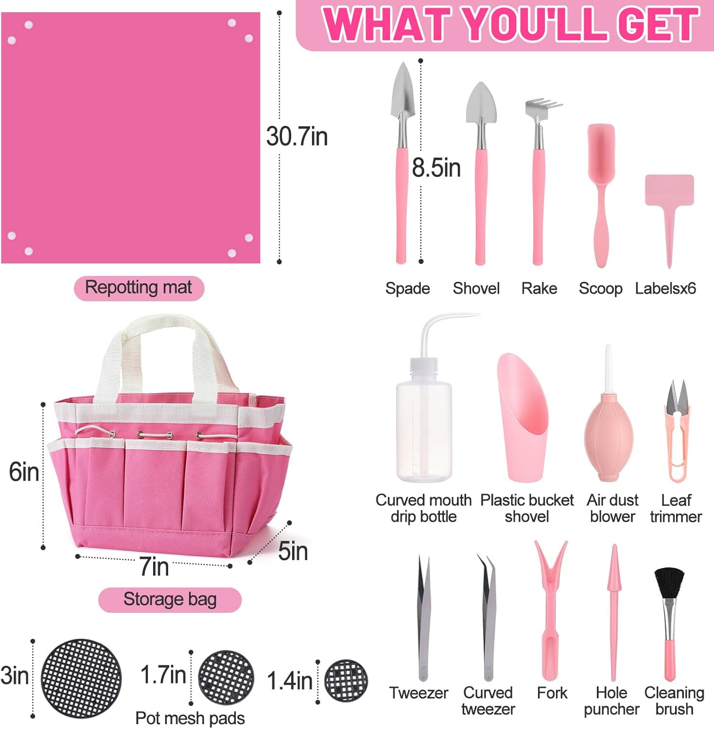 44Pcs Small Gardening Tools Gifts for Women Beginners – Garden Hand Tools Set fo