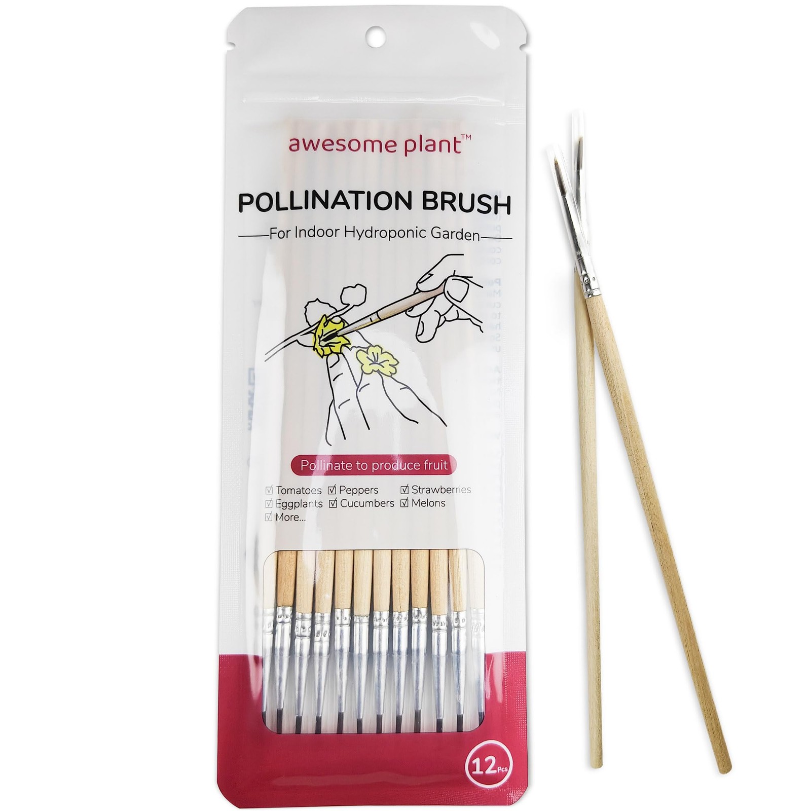 12 Pcs Pollination Brush for Indoor Hydroponic Gardens, Pollinator Tool for A…
