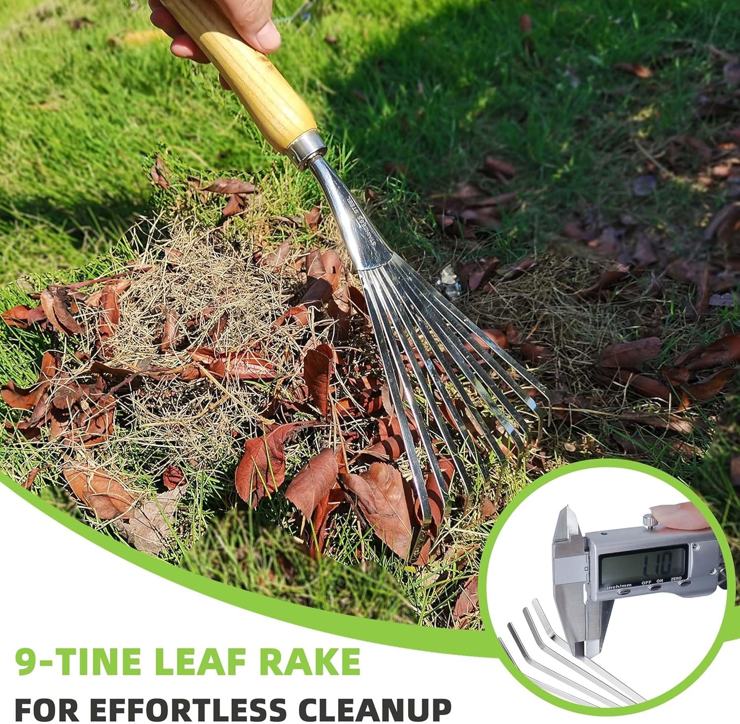 Hand Rakes, Garden Stainless Steel Hand Rake Soil Tiller with Ergonomic Handle,