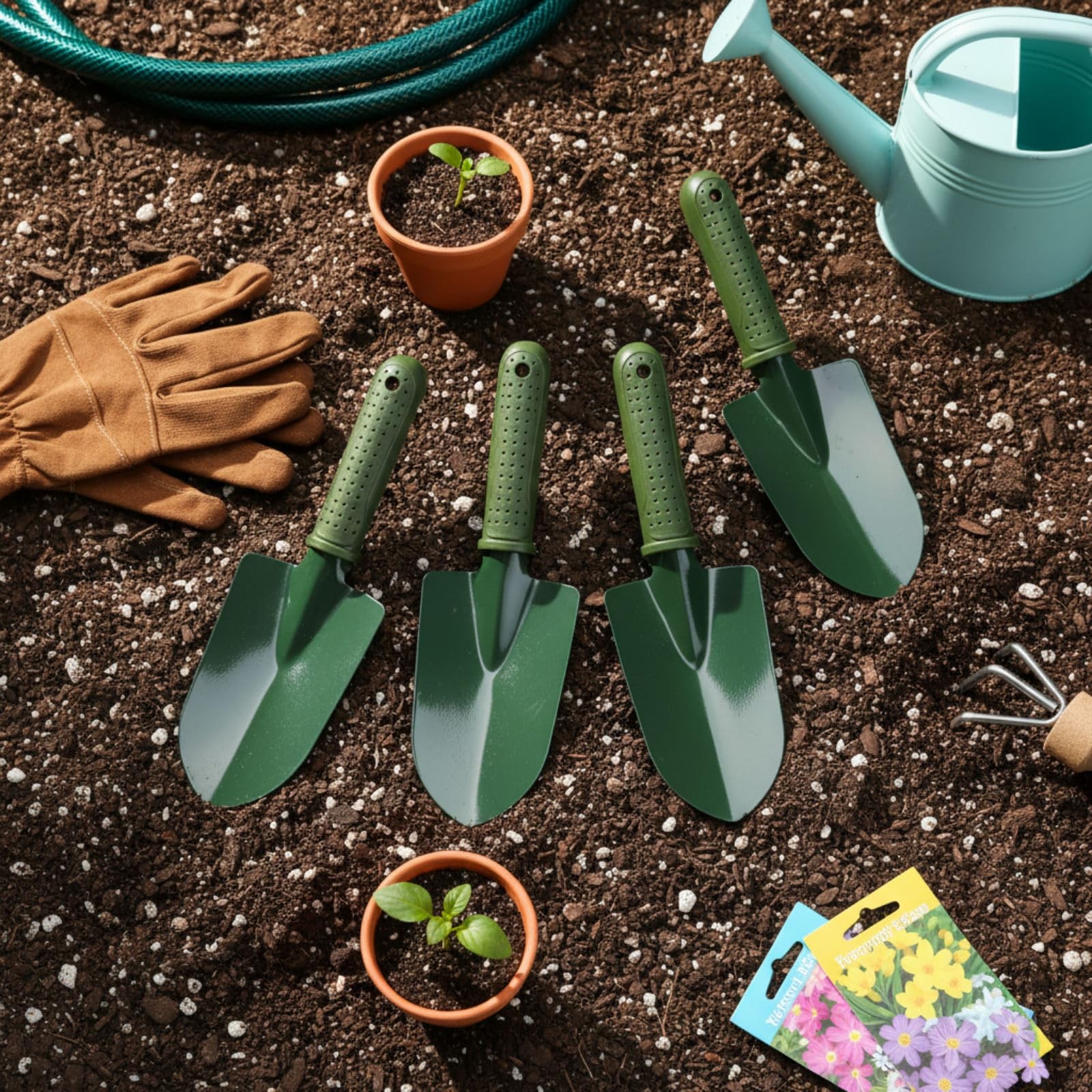 24 Pcs Garden Hand Tools Set Metal Shovels, Trowels for Planting & Digging