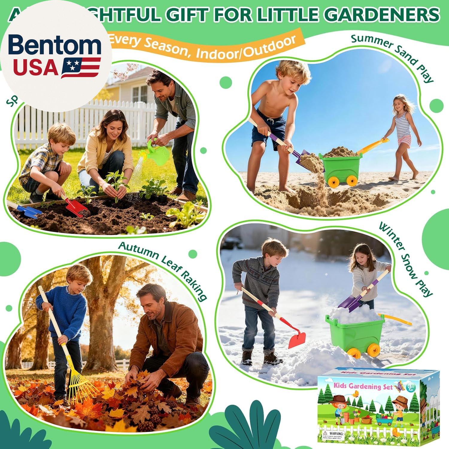 Kids Gardening Set, Outdoor Toys with Wheelbarrow and Kids Garden Tools, Toddler