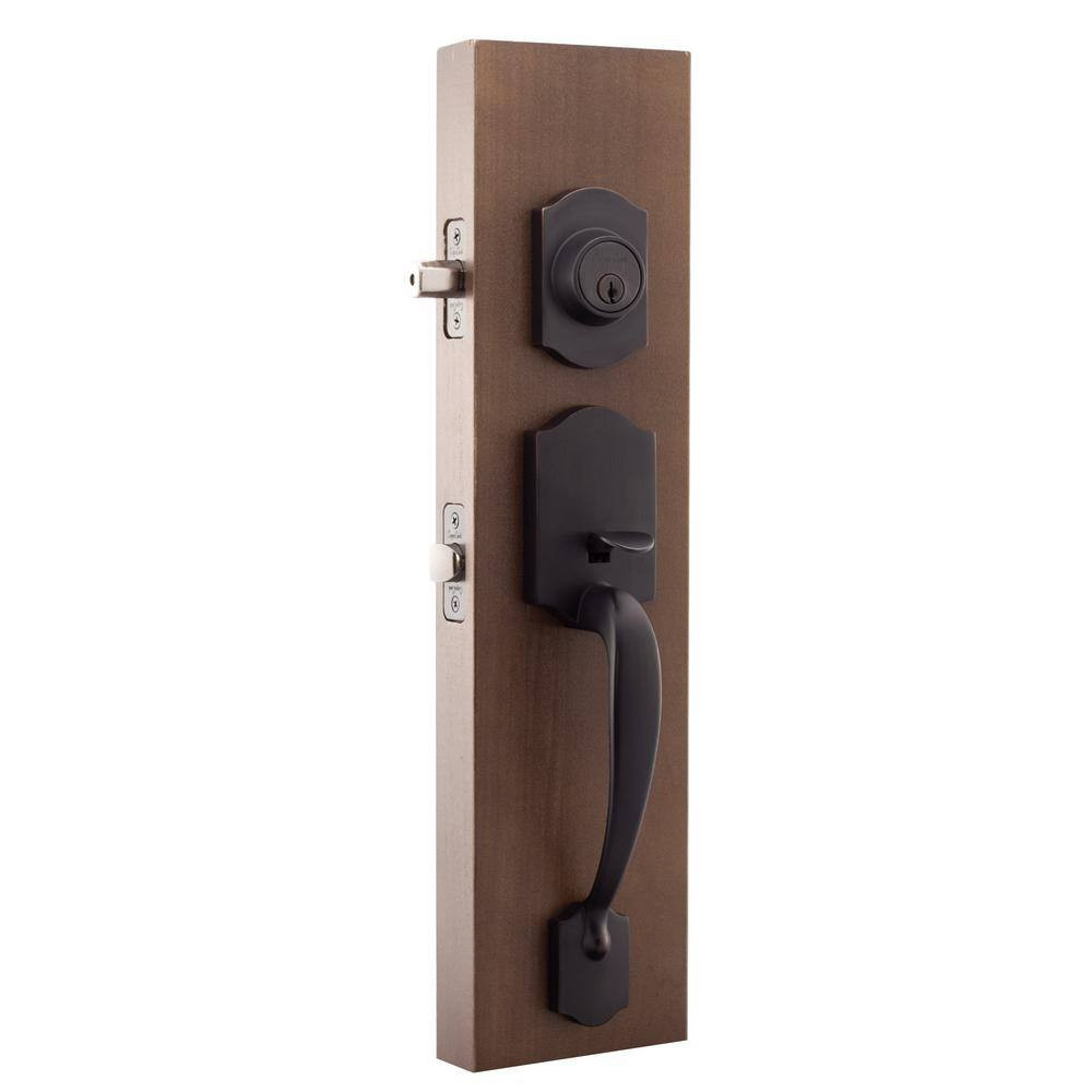 Soft Contemporary Tuscan Bronze Door Handleset with Right Hand Scandinavian Hand