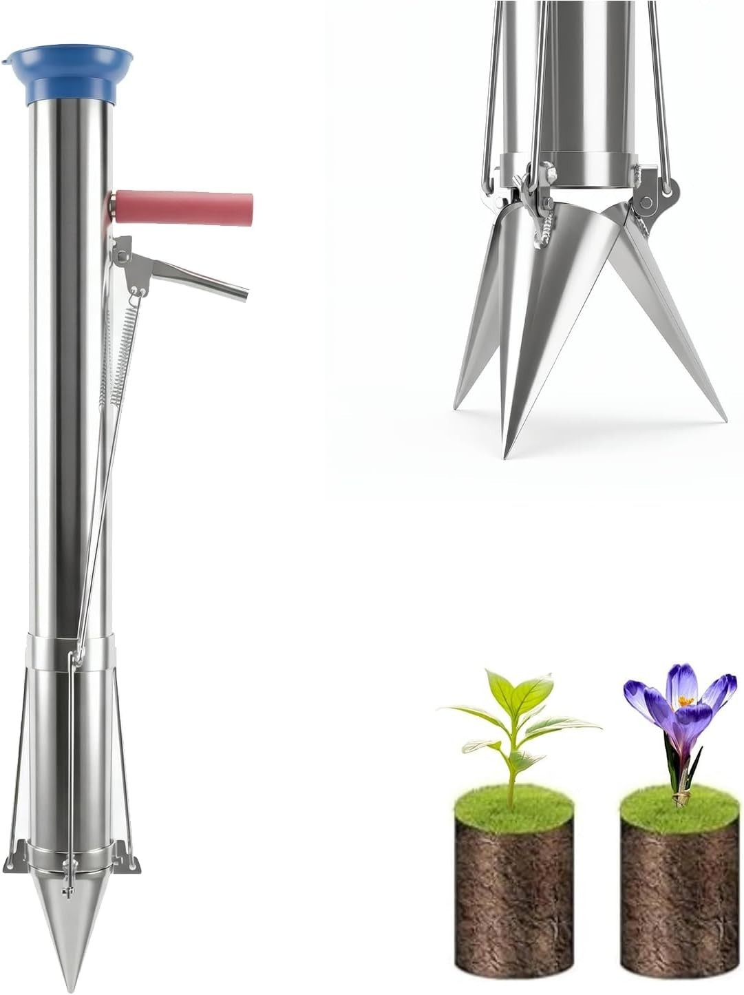 Long Handled Bulb Planter Tool Seedling Transplanter Manual Gardening