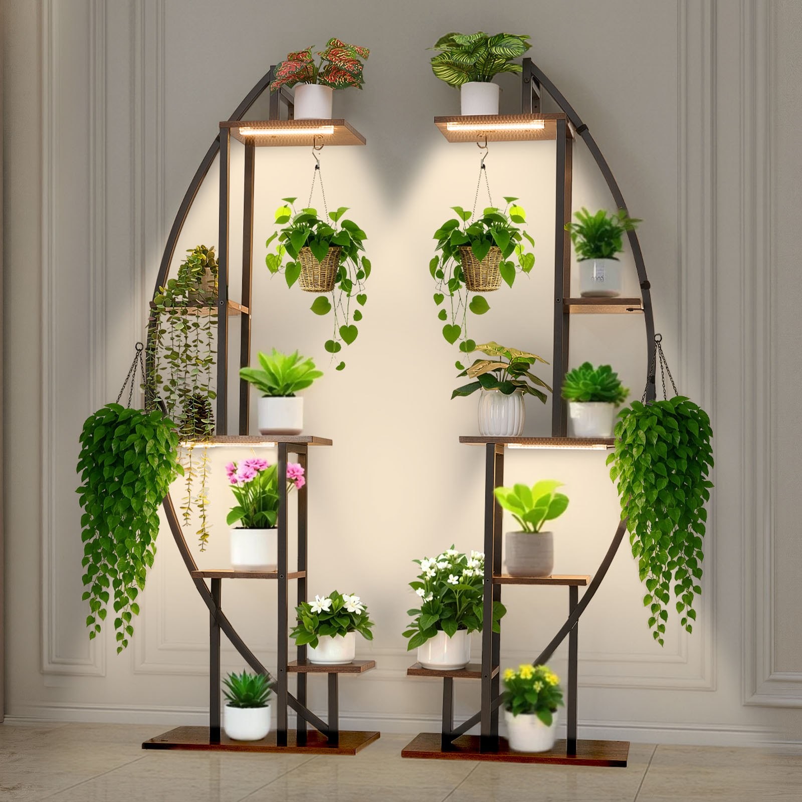 Plant Stand Indoor with Grow Lights, 63 in Tall 6-Tiered Lighted Plant Shelf, 2