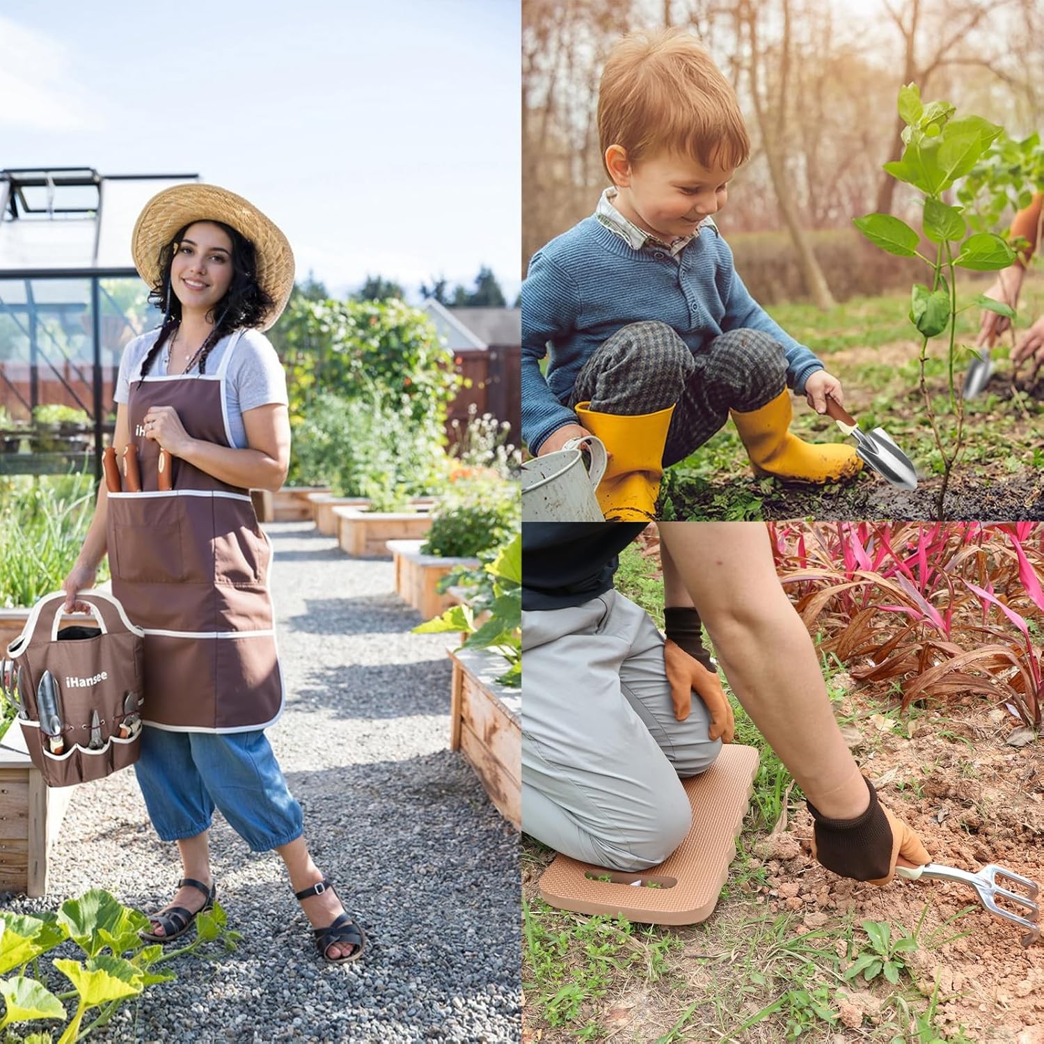 12Pcs Brown Garden Tool Set Bag Apron Gloves Gift For Plant Lovers