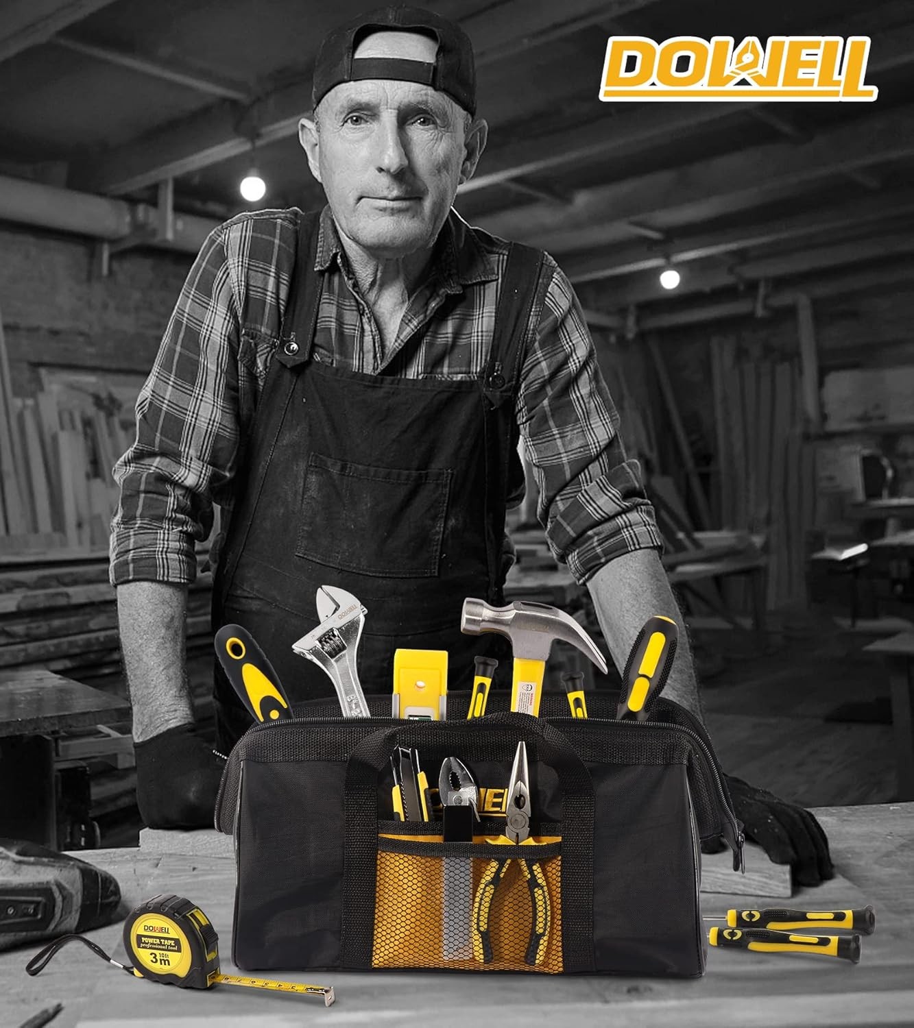 146PCS Home Repair Tool Set with 14-Inch Wide-Mouth Storage Bag