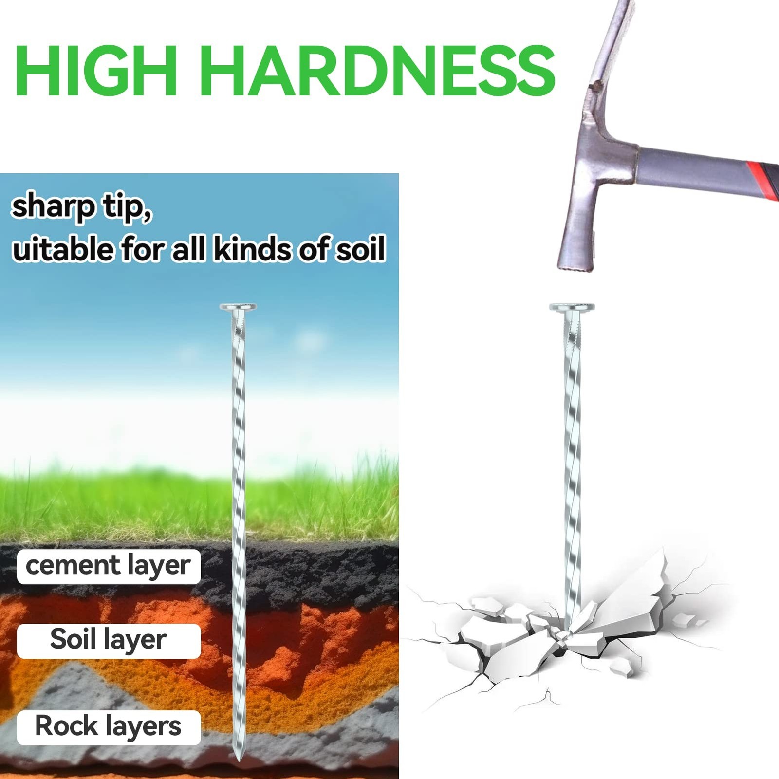 100 Pack Landscape Stakes with Gasket Caps – 6.3 Inch Heavy-Duty Galvanized S…