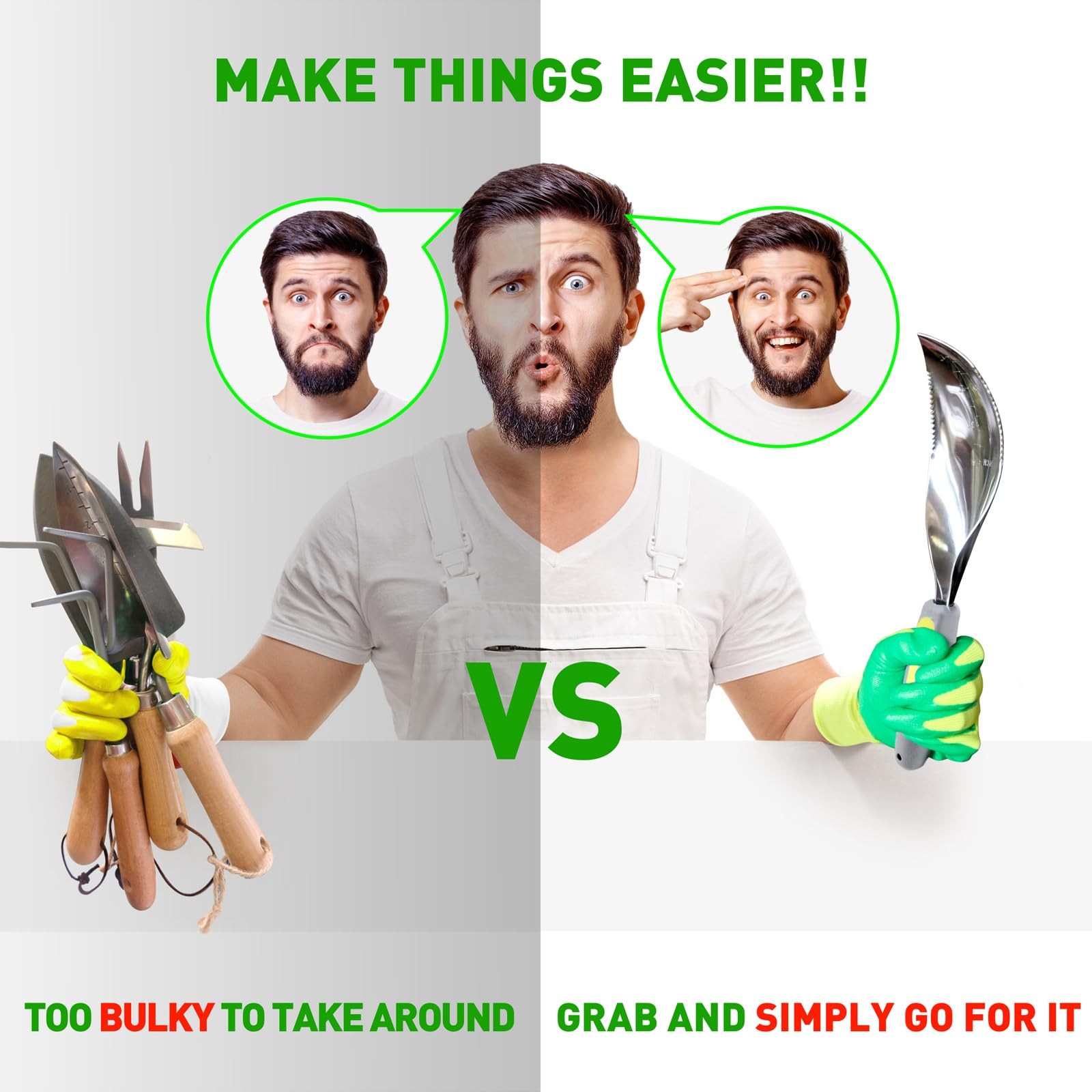 Stainless Steel Garden Trowel Set Ergonomic Hand Shovels for Digging &