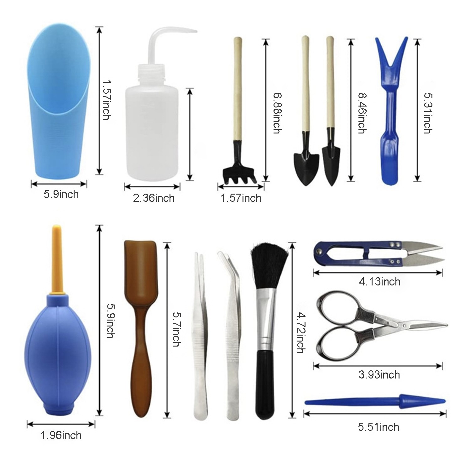 14PCS Mini Garden Tools Set For Bonsai Succulent Transplanting V1
