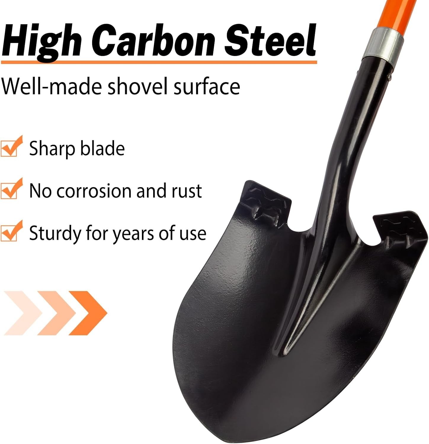 Professional 56″ Heavy-Duty Shovel with Round Blade & Sturdy Fiberglass Handle