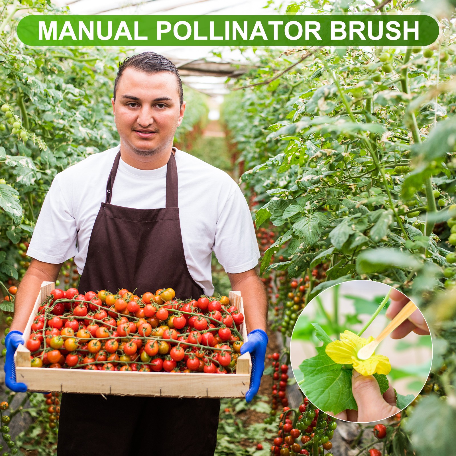 100-Pack Pollinator Brush, 0.1″ Plastic Vegetable Pollinator Pen [Yellow]