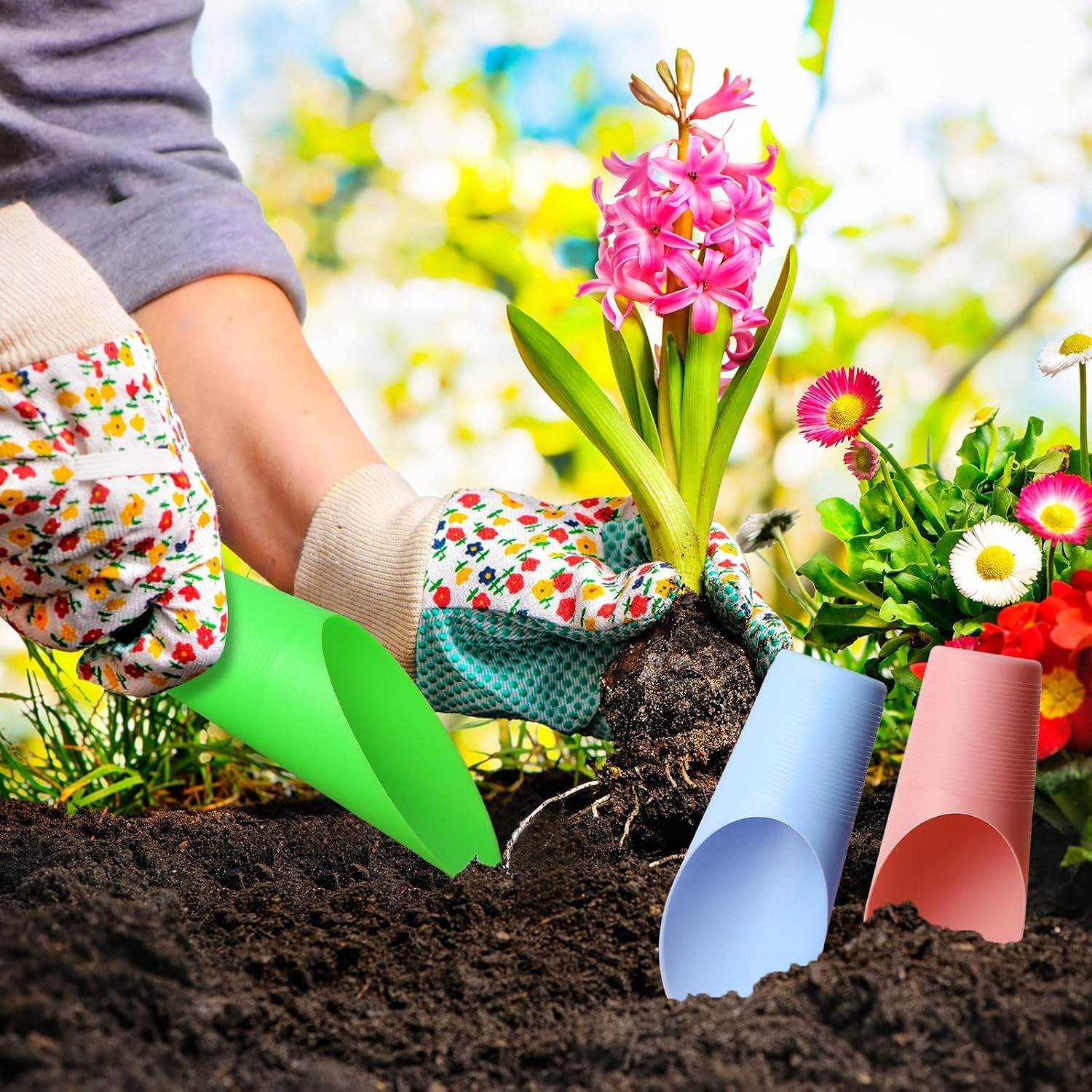 6 Pcs Bonsai Soil Scoops Plastic Garden Shovels Garden Tool Bucket Shovel