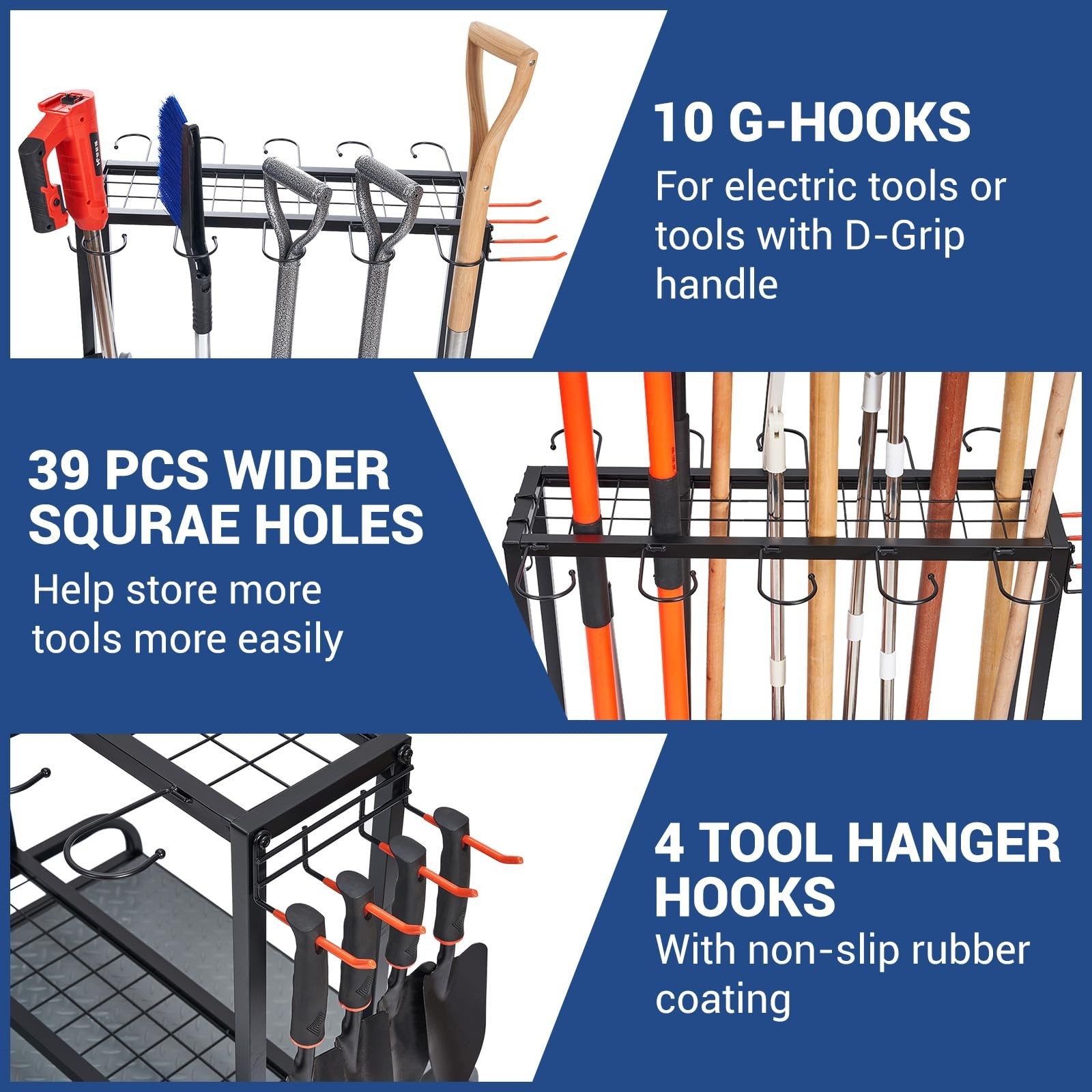 Garden Tool Organizer, Yard Tools Rack Holds 55 Long-Handled Tools/Rakes/Broo…