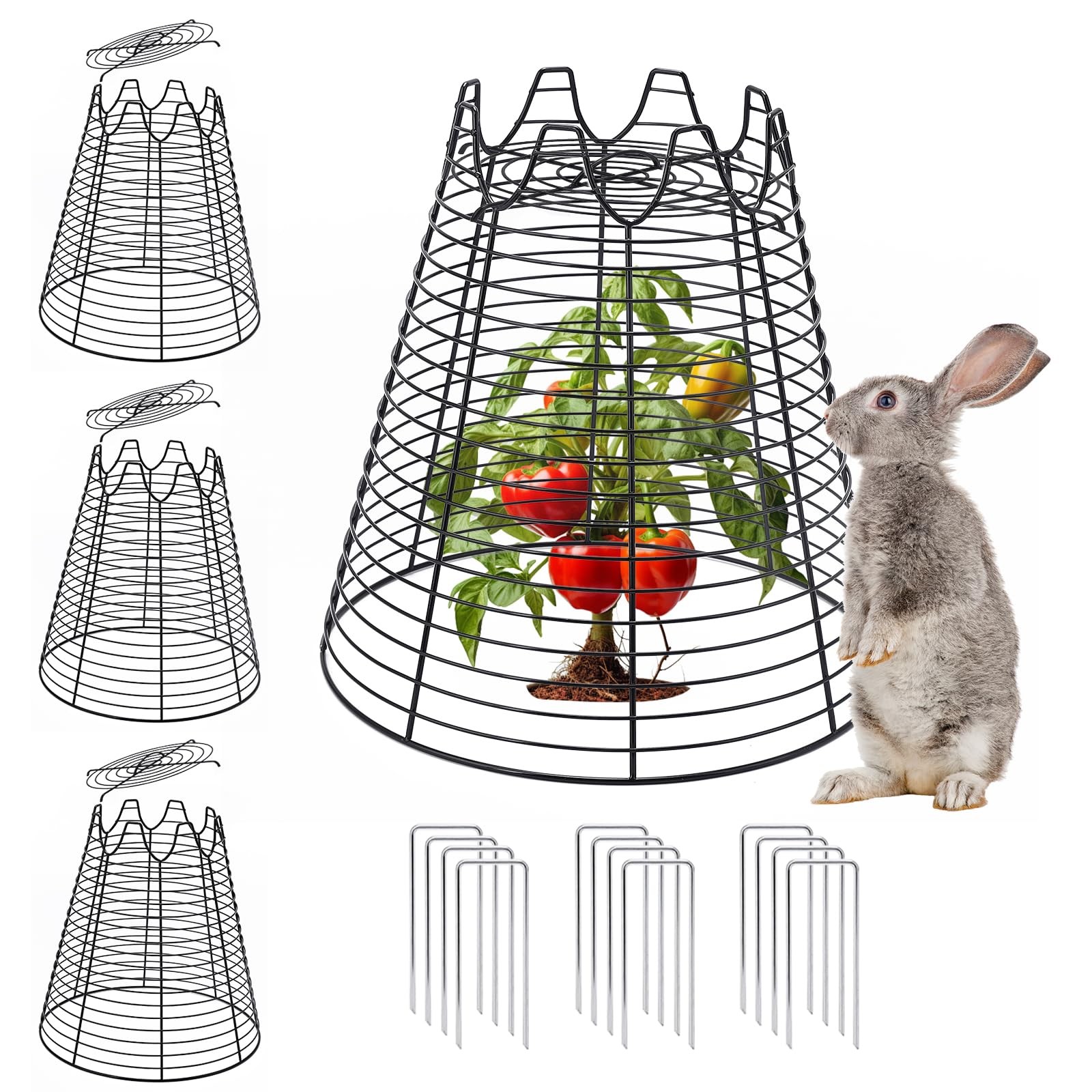 Qaobo 4 Pcs 11.611.6 Plant Protectors From Animals Sturdy Metal Plant Cages For