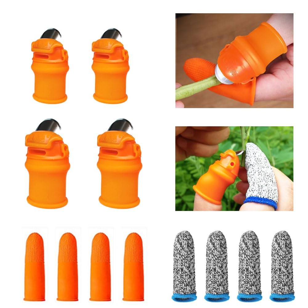 12 Pcs Gardening Silicone Thumb Knife Tool Set for Harvesting, Plant Fruit Pi…