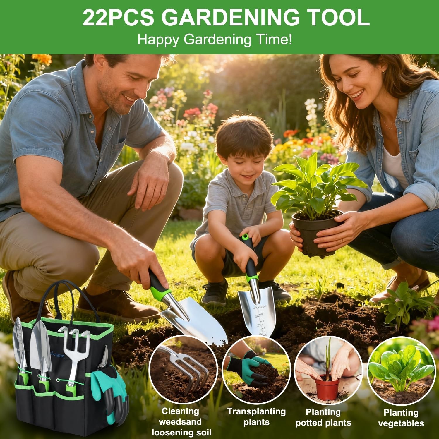 Yesker Gardening Tools 22-Piece Heavy Duty Garden Tool Set Gardening Supplies…