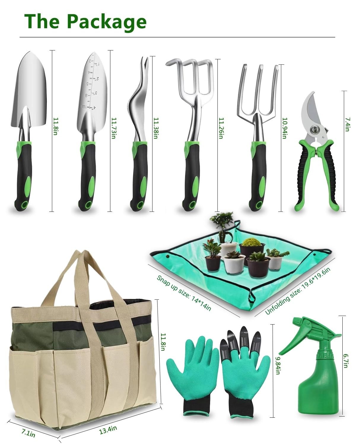 10Pcs Garden Tool Set, Heavy Duty Gardening Tools with Non-Slip Rubber Grip, …