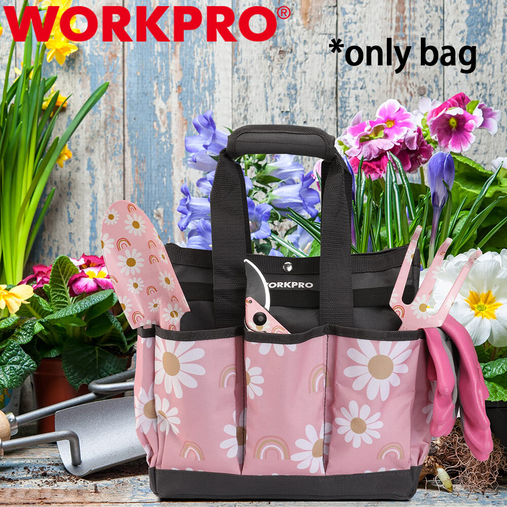 WORKPRO Garden Tool Bag Holder 9Pocket Heavy Duty Oxford Garden Tool Storage Bag