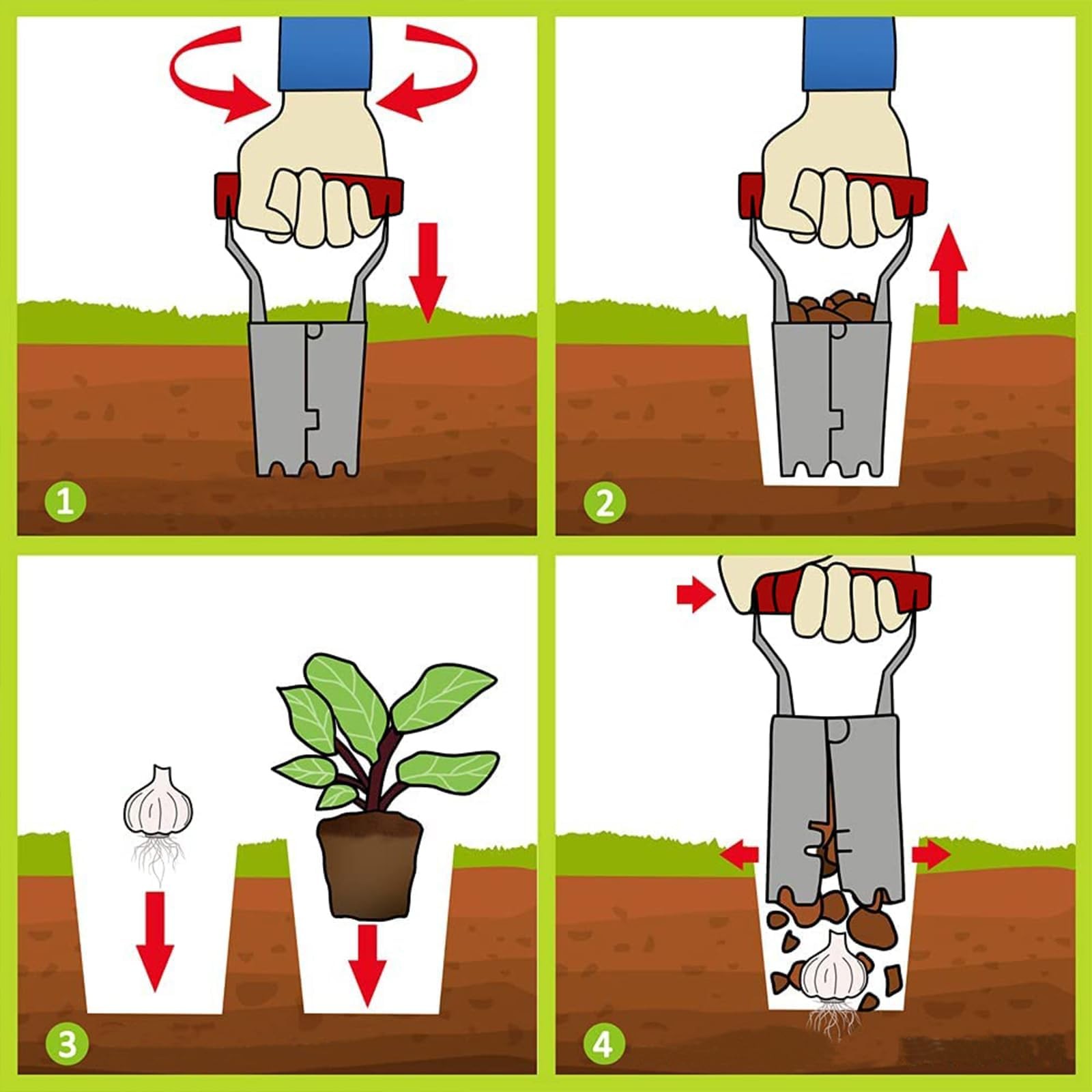 Bulb Planter with Depth Markers – Automatic Soil Releasing Seed Bulb Transpla…
