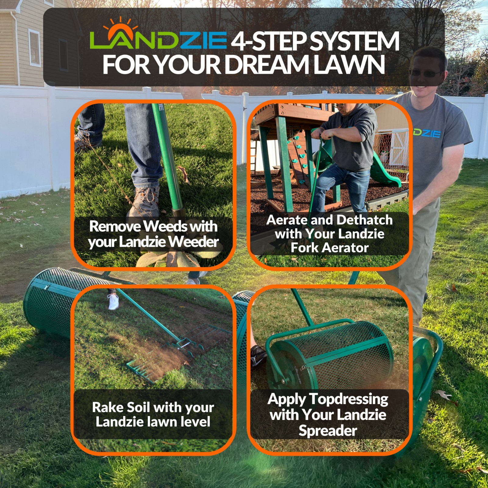 Landzie Lawn Leveling Rake – 24 Inch Lawn Care Yard, and Garden Leveler Rake
