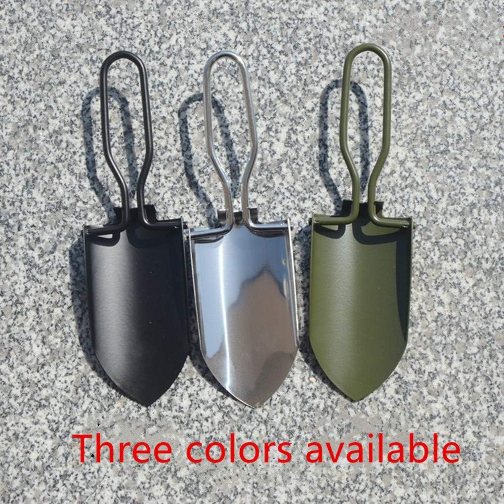 Garden Trowel Mini Outdoor Foldable Hand Shovel (Silver & Black-2pcs)