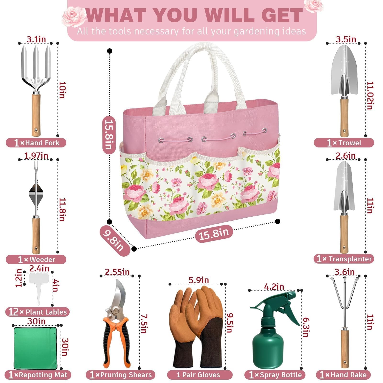 22PCS Garden Tools Set for ,Gifts for Mom Wife Grandma,Heavy Duty Hand Tool K…