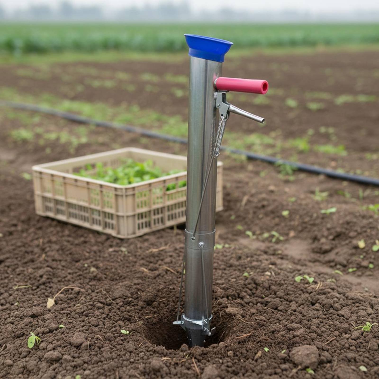 Manual Vegetable Planter No-Bend Design Long Handle Seedling Planter for