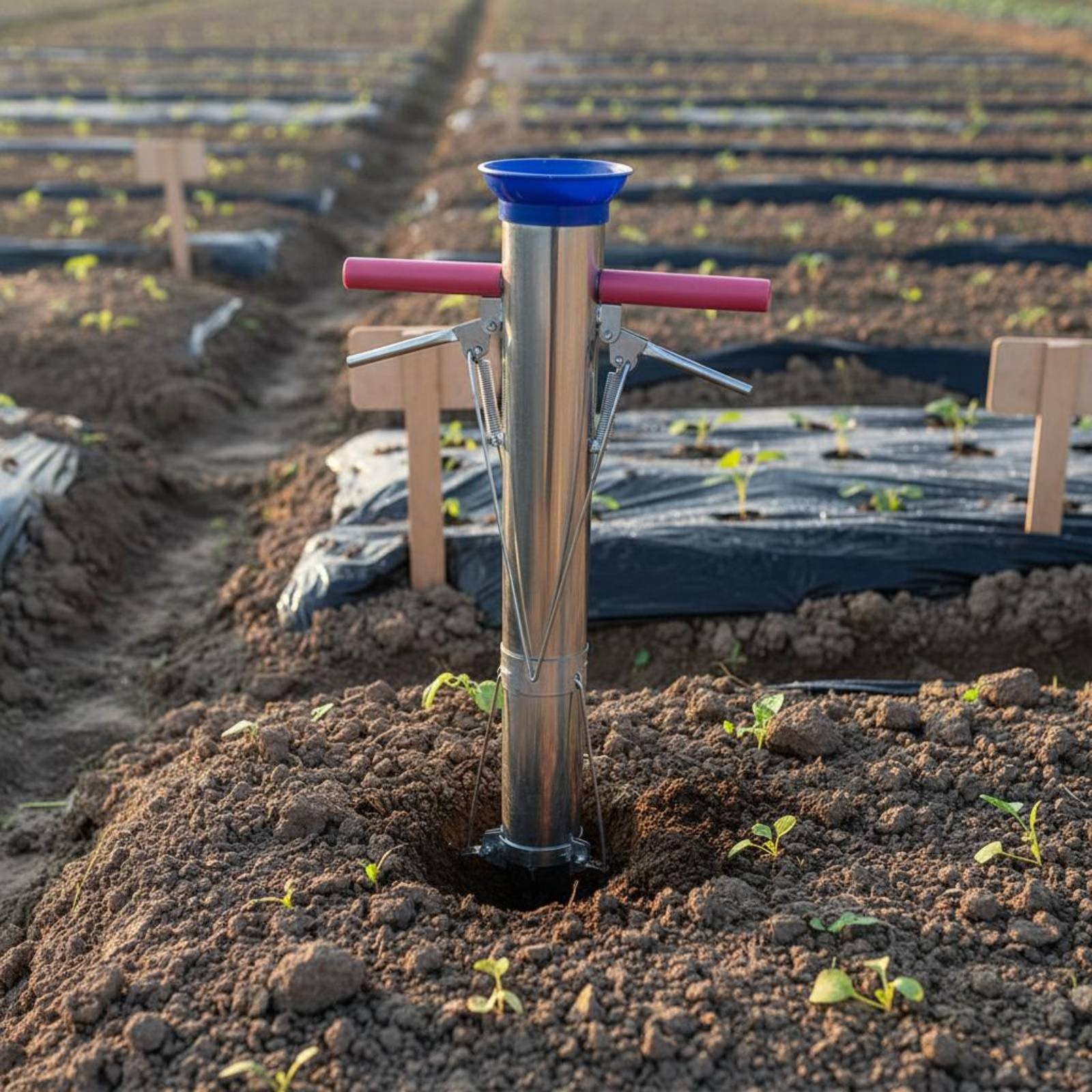 Manual Vegetable Planter No-Bend Design Long Handle Seedling Planter for