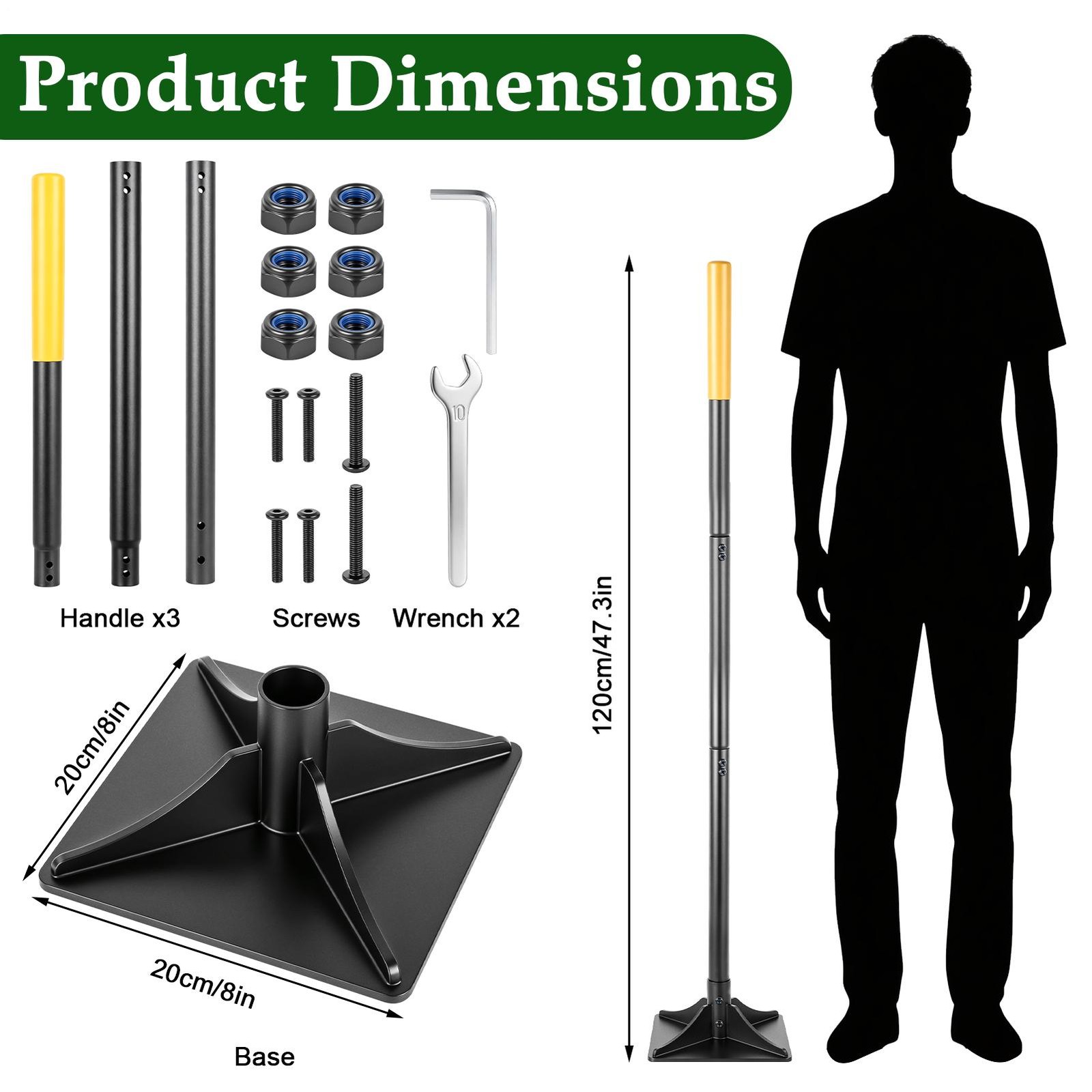 8×8 Inch Steel Ground Tamper 47″ Heavy Duty Hand for Yard and Blacktop Repair