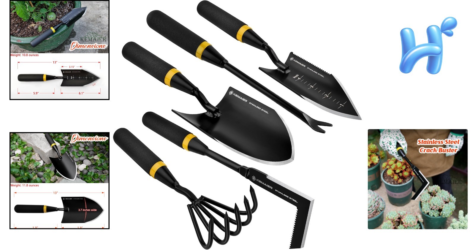 5-Piece Stainless Steel Garden Tool Set – Unbreakable and Ergonomic