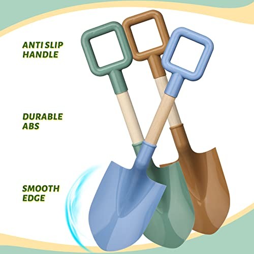 Wood Kids Garden Tool Shovels Toys, 16″ Beach Spades Sand Shovels Toys Avocado