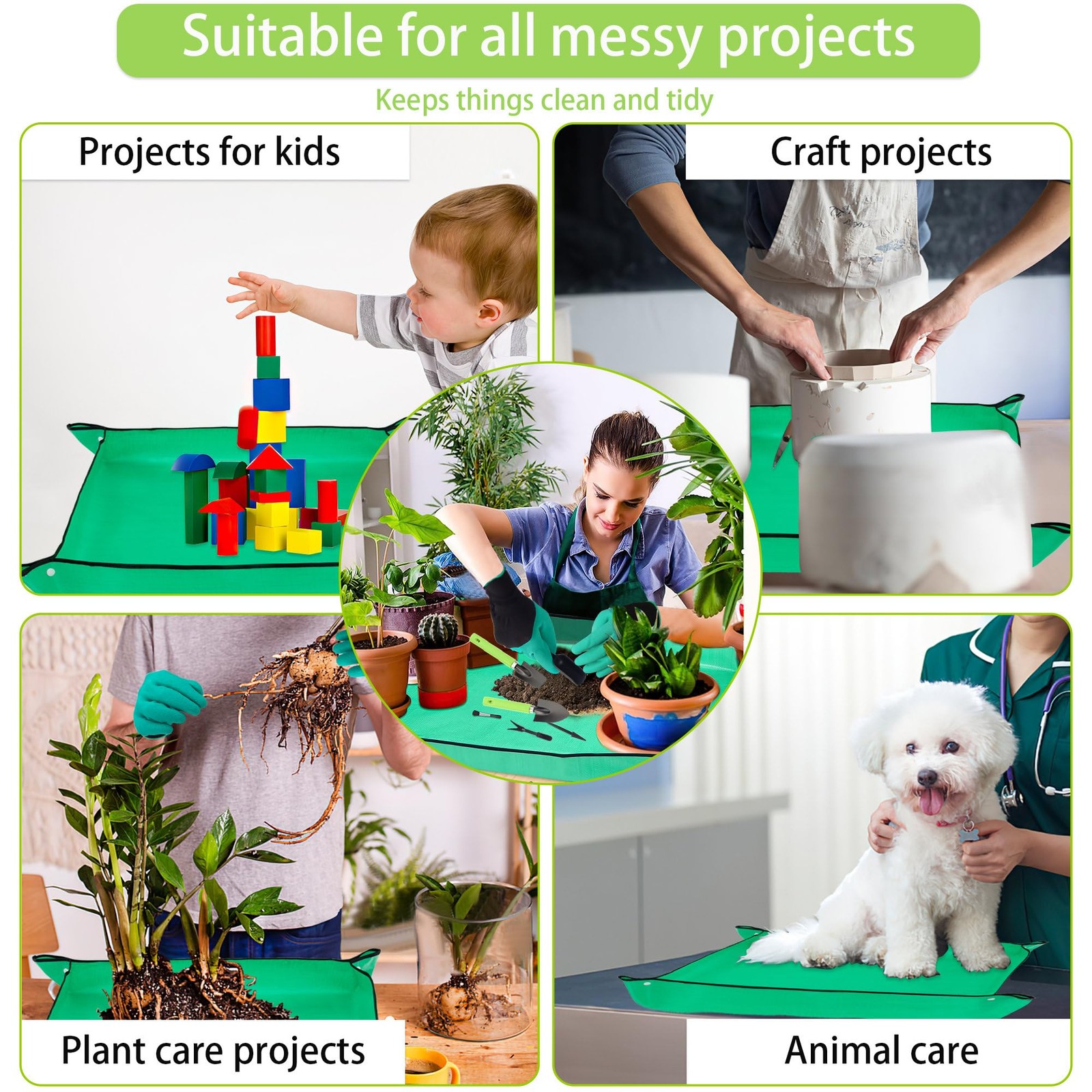 Waterproof Plant Repotting Mat Set, 2 PCS Indoor Potting Mats, 12 PCS Tools