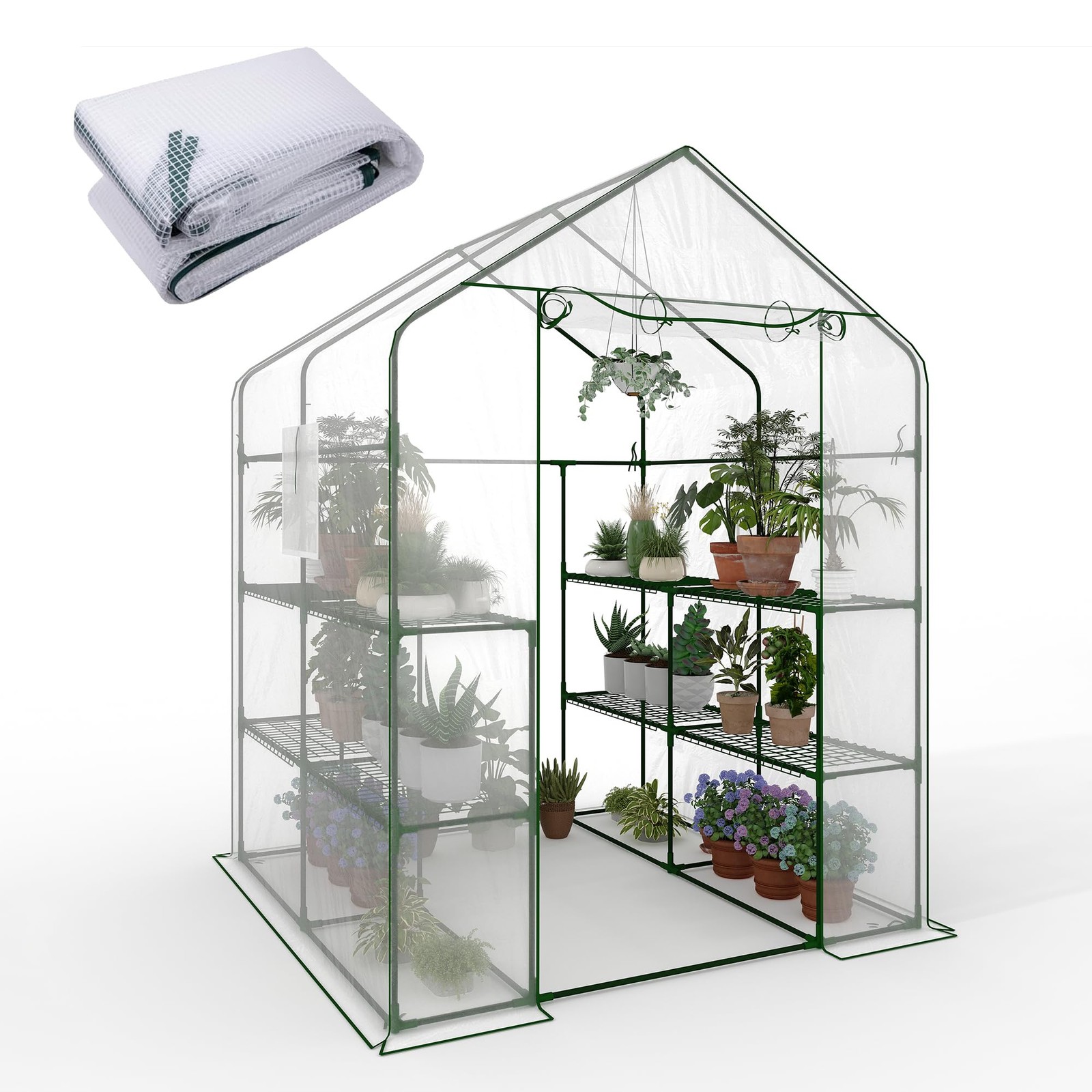 Milleloom 3-Tier 12-Shelf Walk-In Greenhouse 57 X 57 X 77 Portable Outdoor