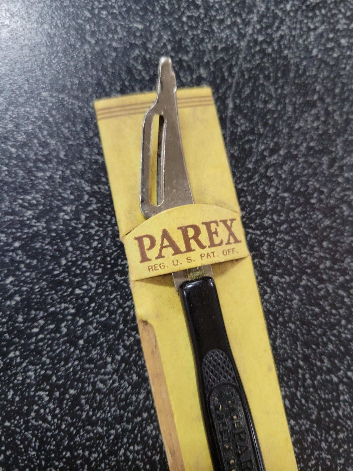 Vintage Parex Corn Knife Shaver with black handle in original package