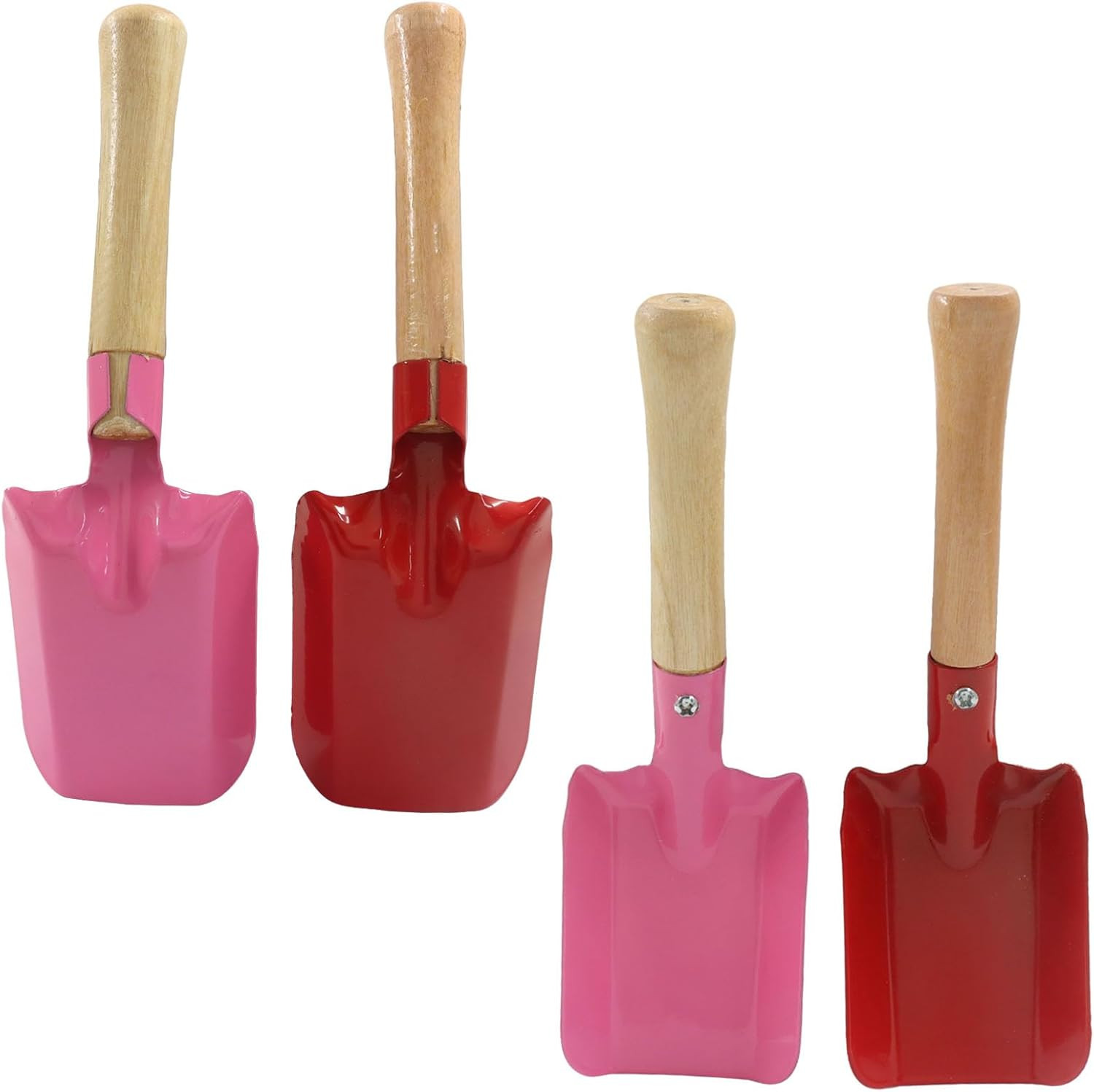4 Pack Mini Colorful Trowel Set, Metal Spade with Wooden Handle, Small Hand Shov
