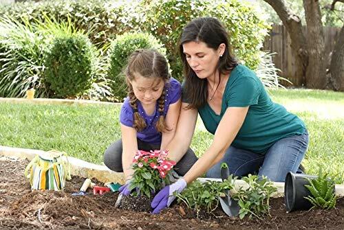 G & F 10012 JustForKids Kids Garden Tools Set with Tote hand rake shovel trowel