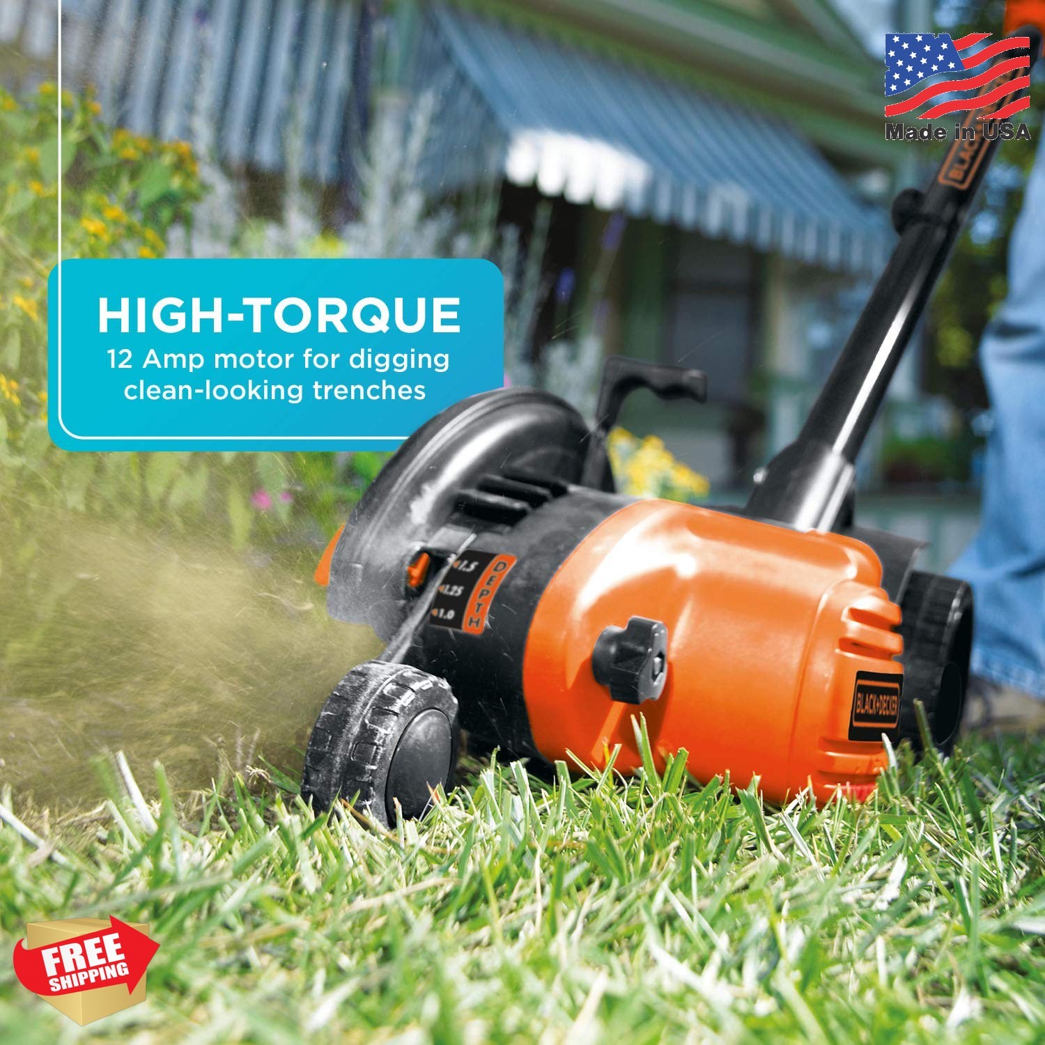 BLACK+DECKER Lawn Edger Trencher 2 in 1, 12 Amp 7.5 in. Electric Edger Lawn Tool