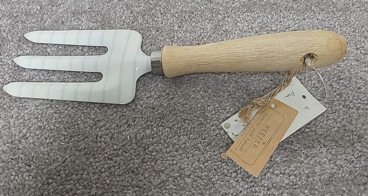 Garden Tool Set (2 pc) Metal Hand Trowel and Fork w/ Wood Handles and Hangers