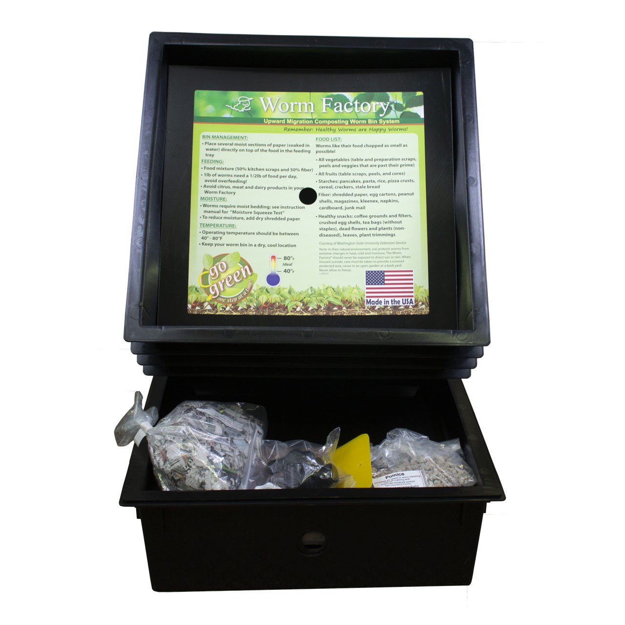 Worm Factory® 3 Tray Black Worm Composter, Compost System for Home Food Waste
