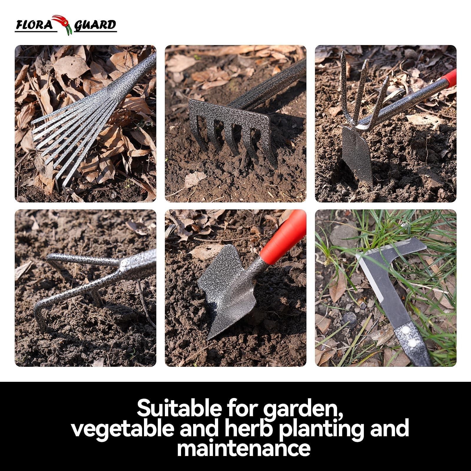 FLORA GUARD 6Piece Garden Tool Set, Heavy Duty Gardening Hand Tools,Includes …