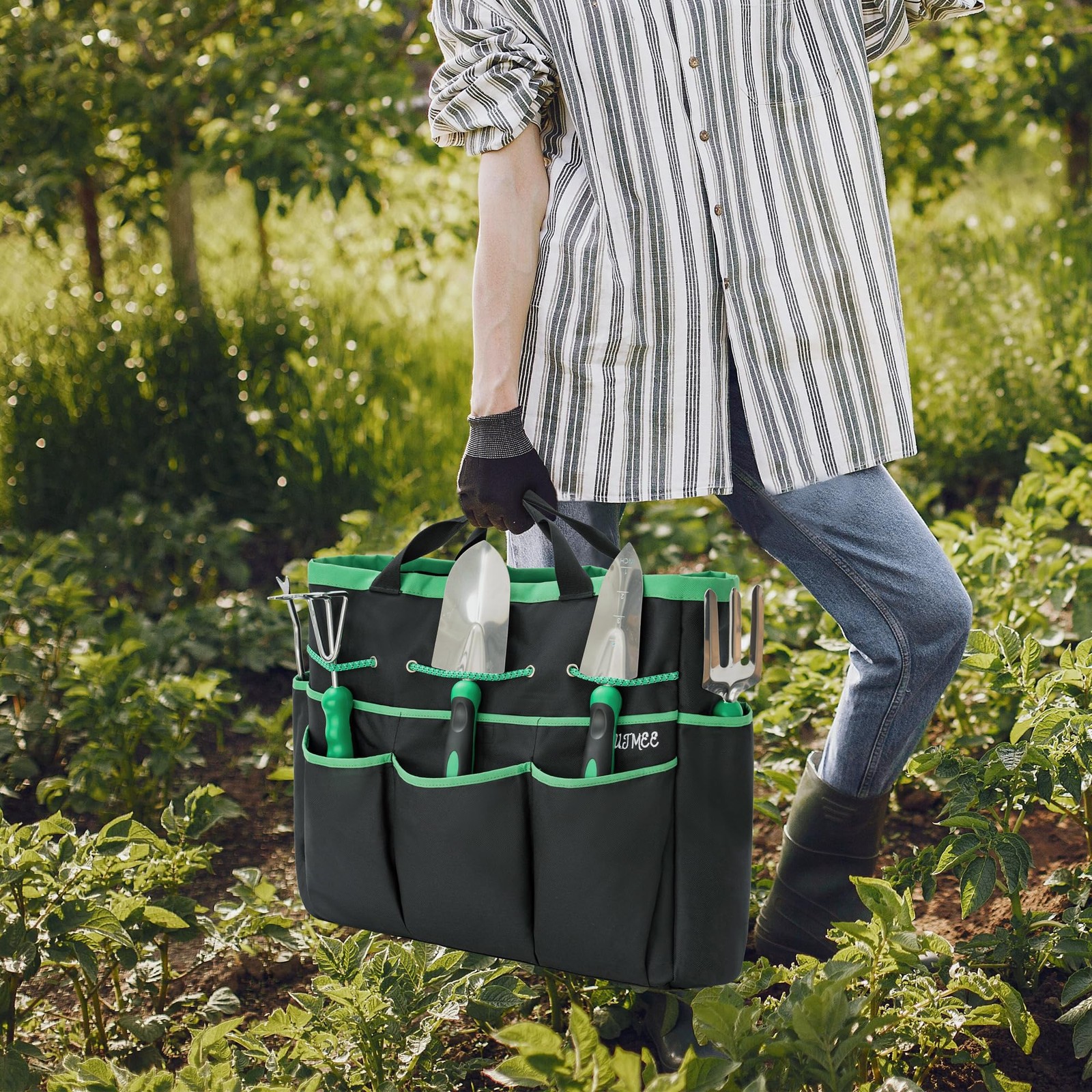 Garden Tool Set with Bag and Gloves, Heavy Duty Stainless Steel Gardening Too…