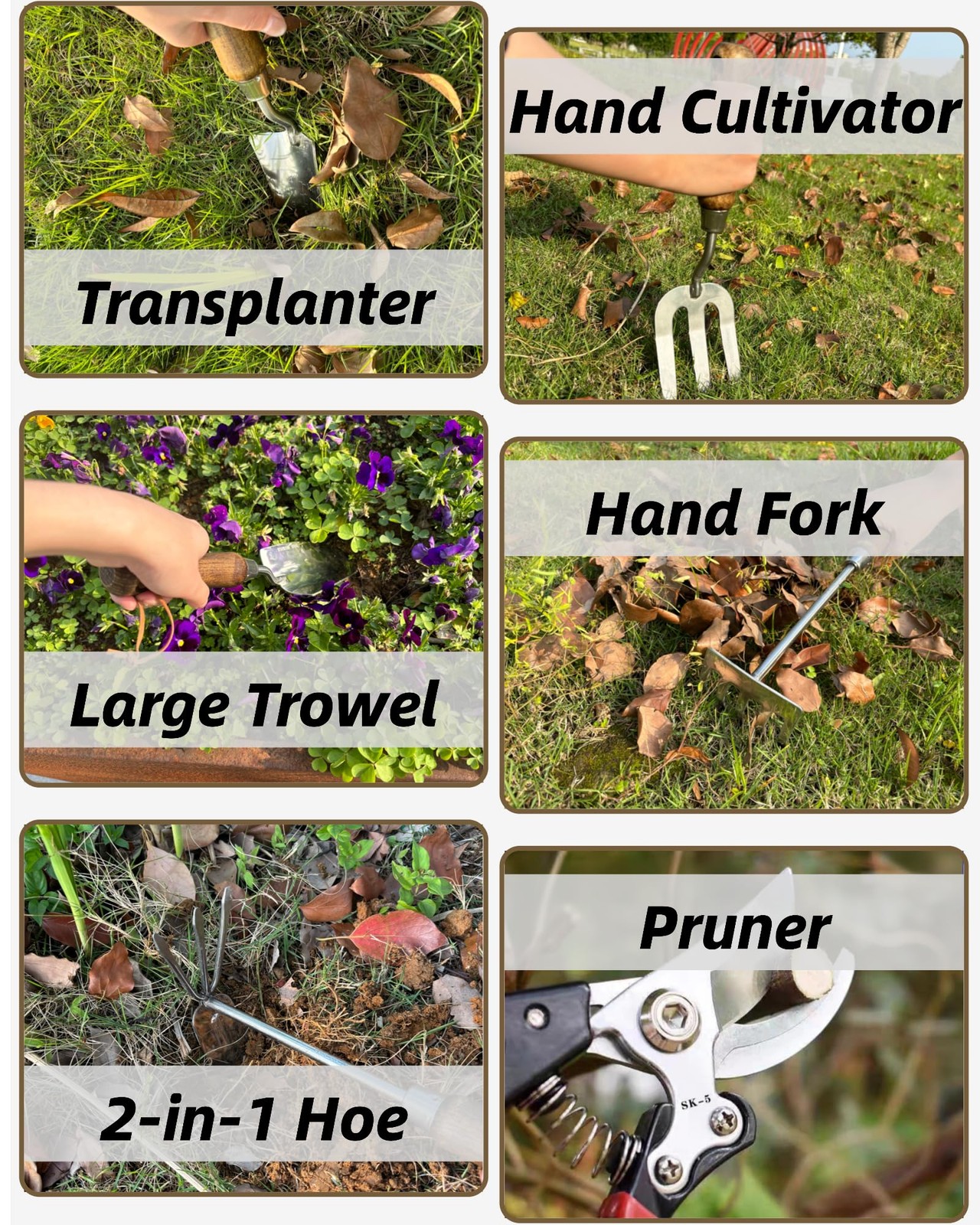 6 Piece HeavyDuty Stainless Steel Garden Hand Tool Set RustResistant for Veget