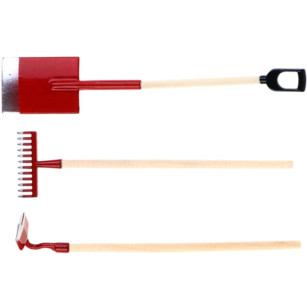 3 Pcs Mini Gardening Kit Miniature Hobby Tool Set Dollhouse Rake