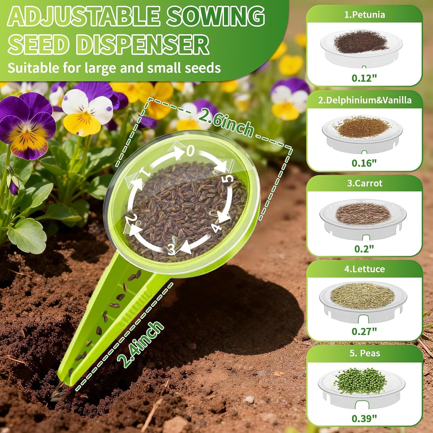 17Pcs Seed Planter Tool Kit, Garden Dibber with Scale, 5-Hole Seed Dispenser, Su