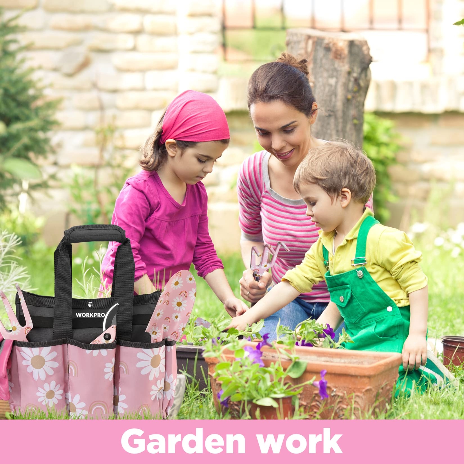 WORKPRO 5PIECE Garden Tool Set Aluminum Heavy Duty Gardening Tool Set w/Tool Bag